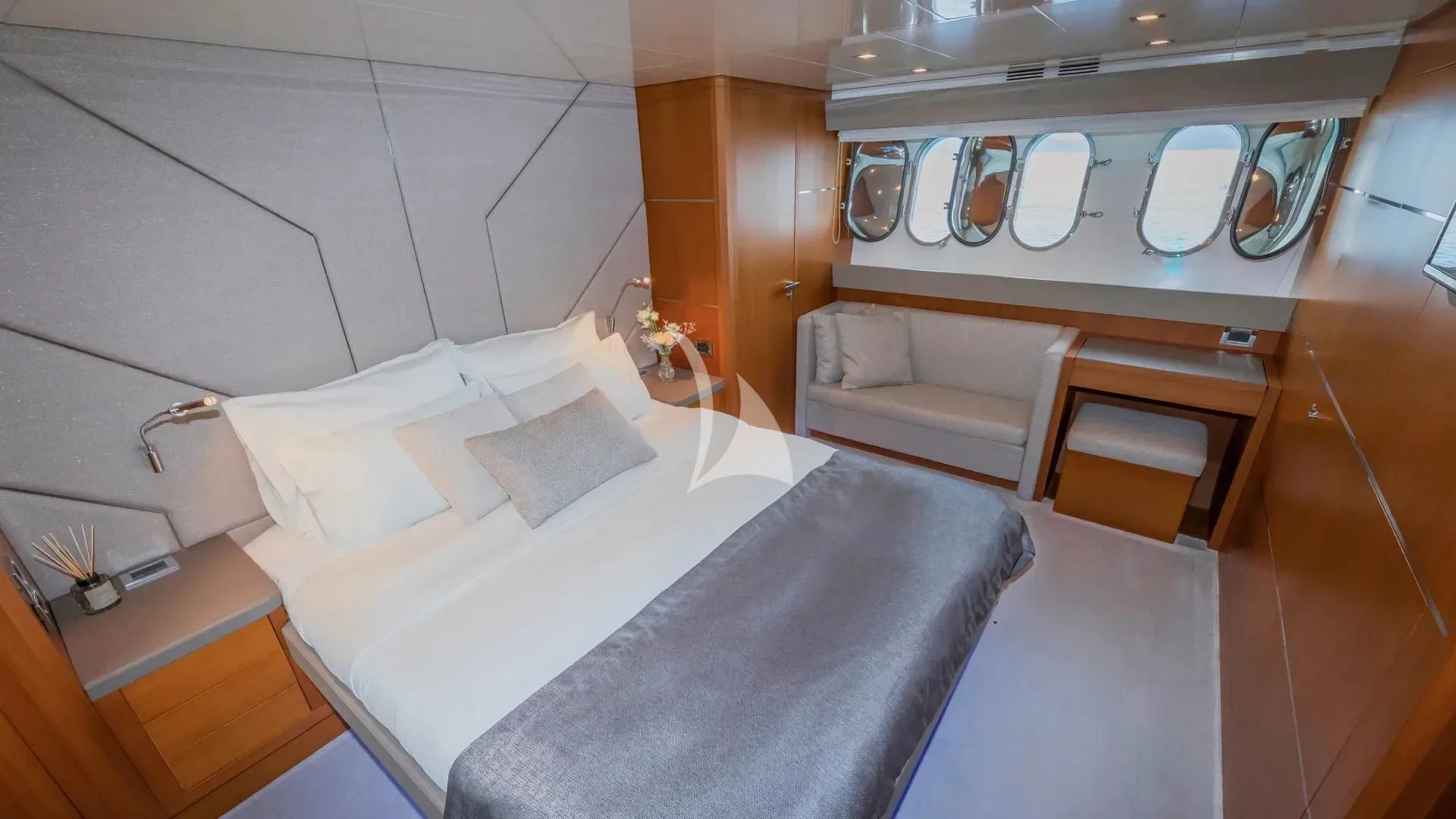 a room with a bed and a sink aboard KARISMA Yacht for Sale