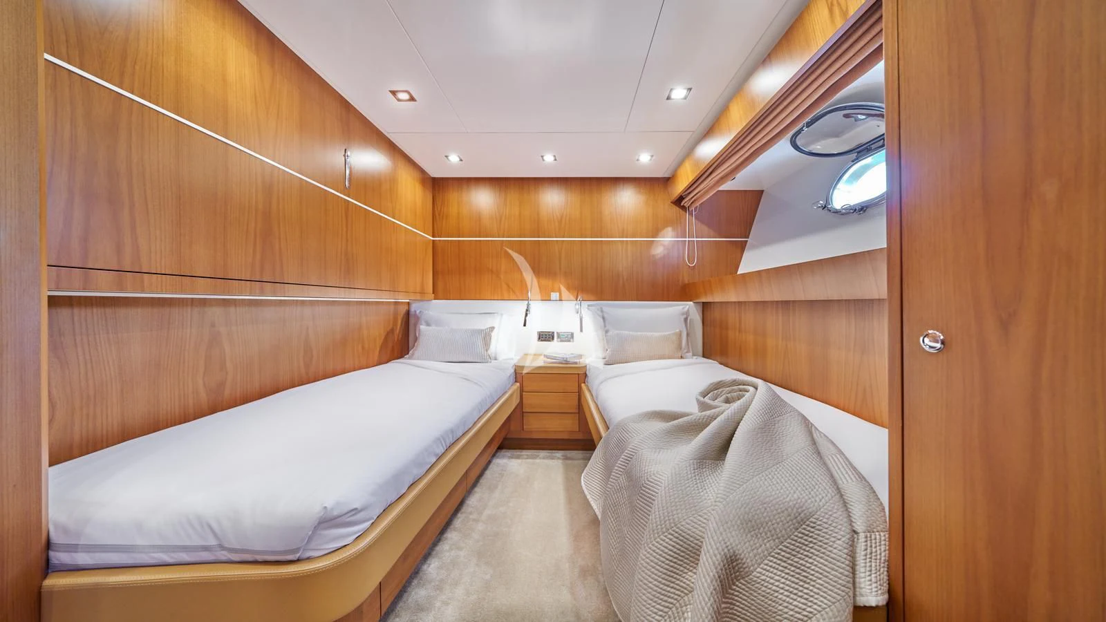 a room with two beds aboard KARISMA Yacht for Sale