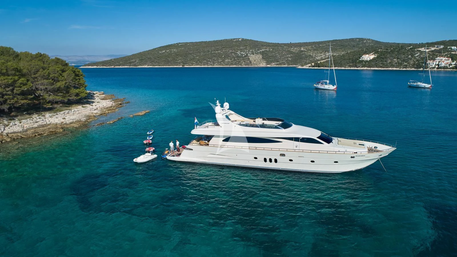 a boat on the water aboard KARISMA Yacht for Sale