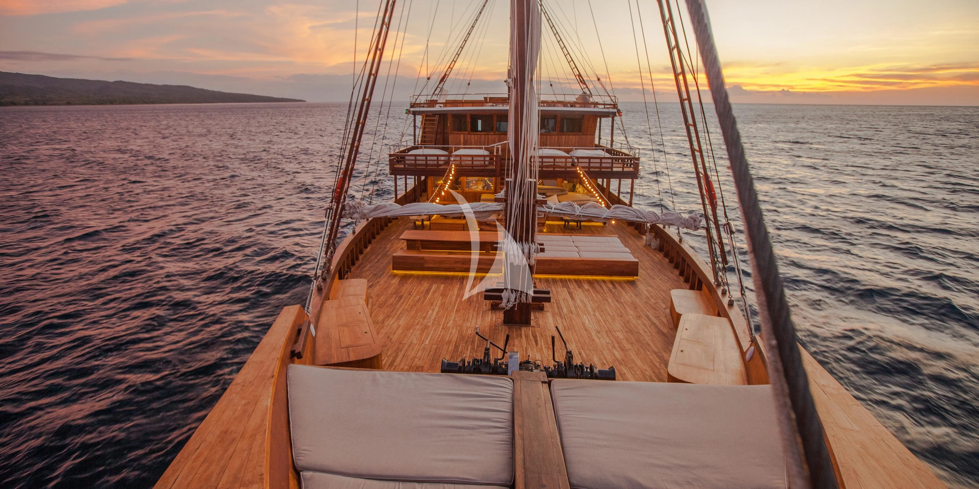 a boat on the water aboard PRANA Yacht for Charter