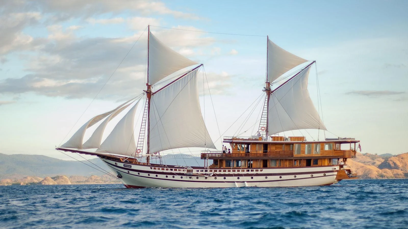 a boat on the water aboard PRANA Yacht for Charter