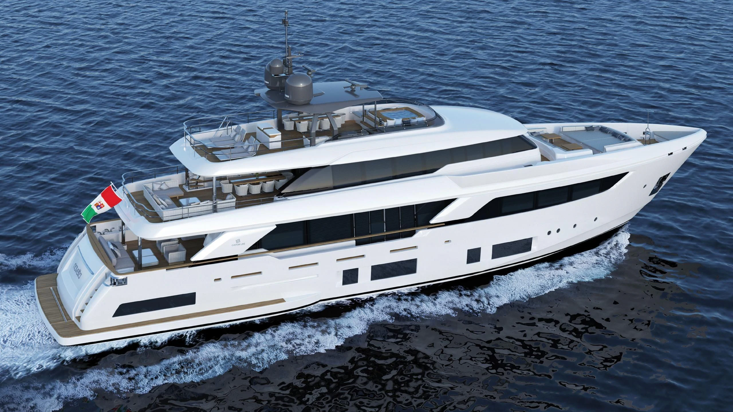 a white yacht on the water aboard NO SAUCE Yacht for Sale