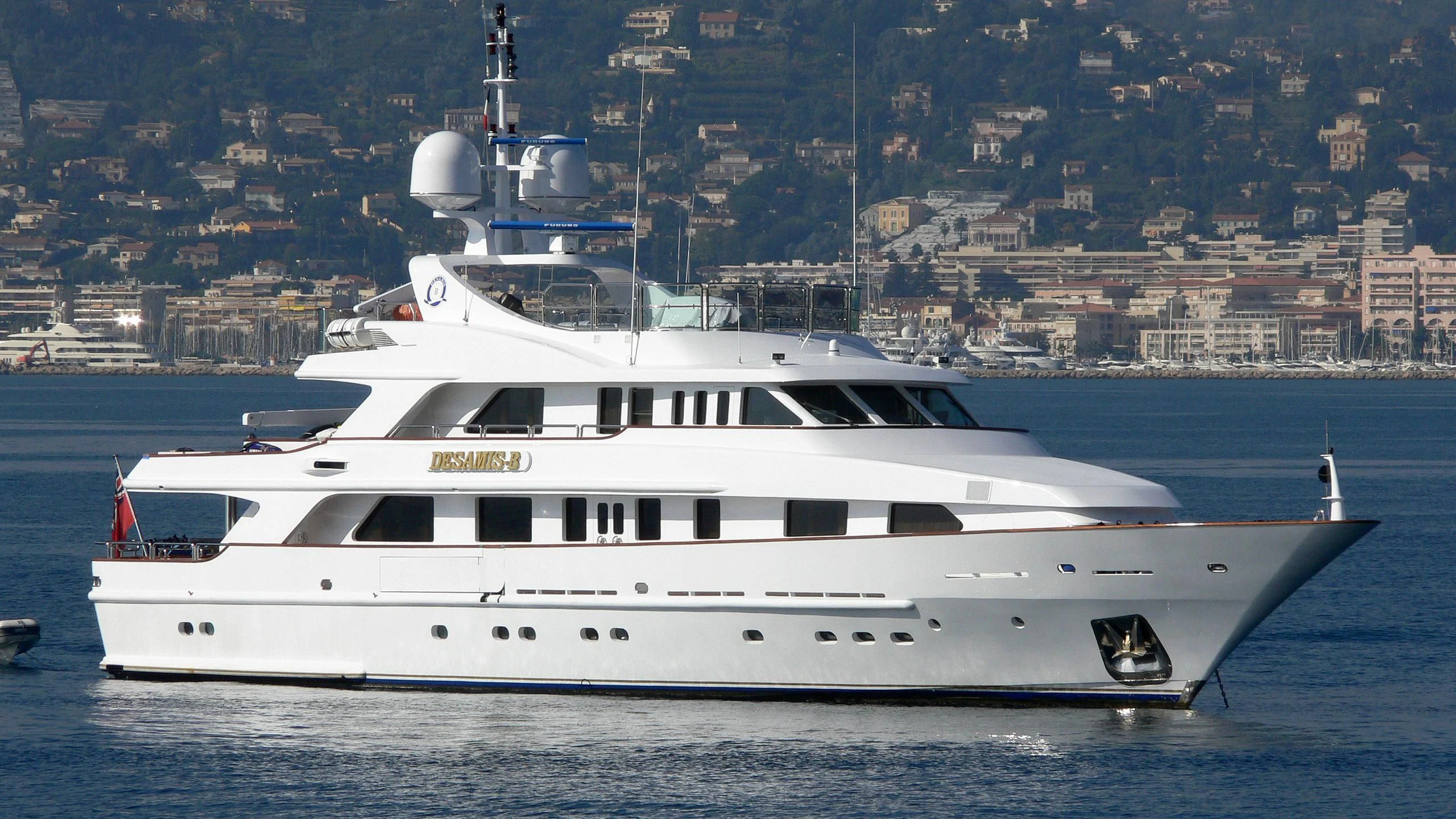 a white yacht in the water aboard DESAMIS B Yacht for Sale