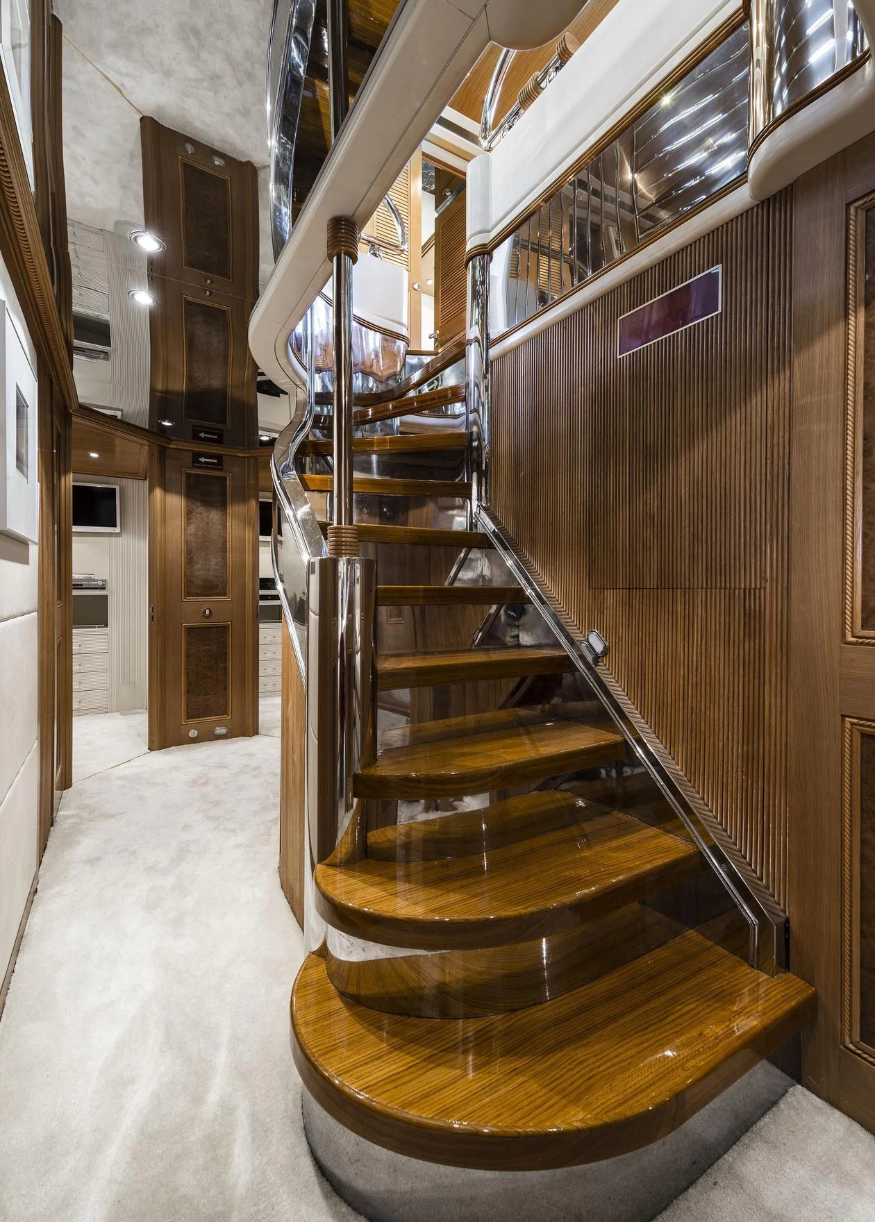 a staircase in a building aboard DESAMIS B Yacht for Sale