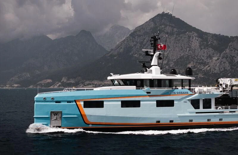 a boat on the water aboard FIVE OCEANS Yacht for Sale