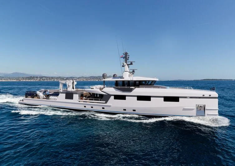 a boat on the water aboard FIVE OCEANS Yacht for Sale