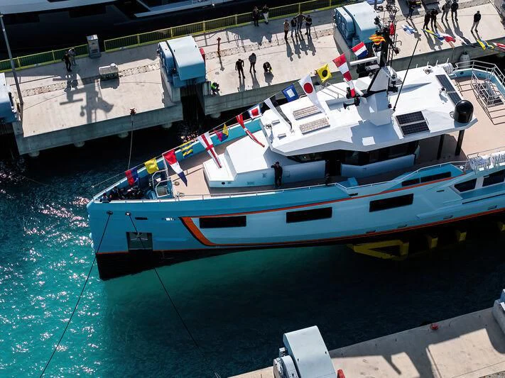 a boat on the water aboard FIVE OCEANS Yacht for Sale