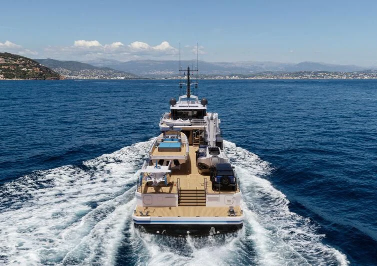 a boat in the water aboard FIVE OCEANS Yacht for Sale
