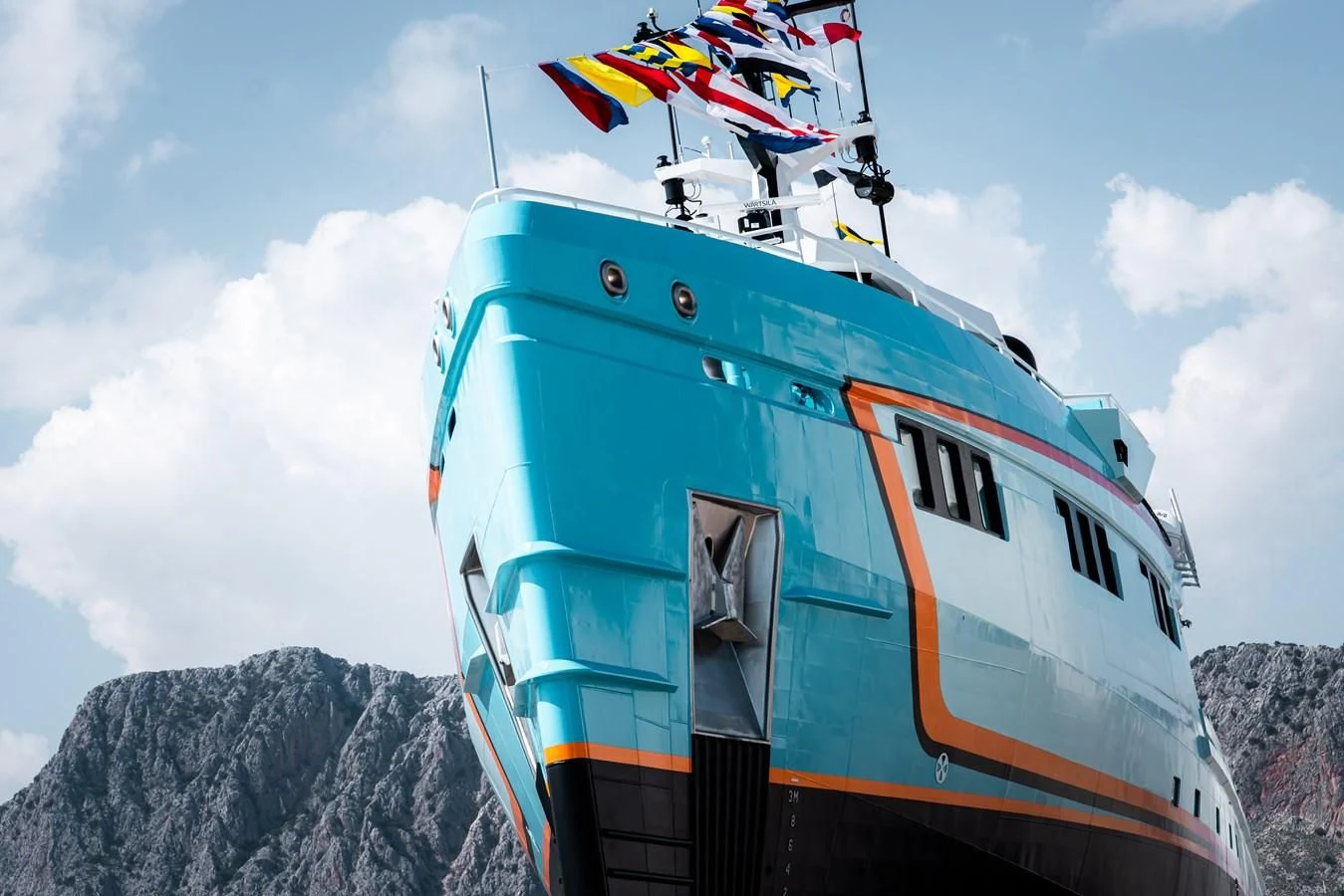 a boat on a mountain aboard FIVE OCEANS Yacht for Sale