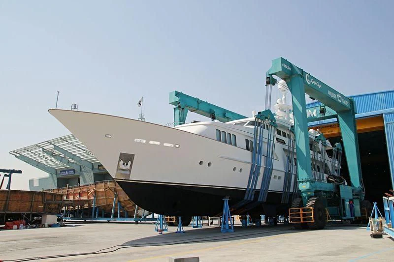 a large metal boat aboard DANADIA Yacht for Sale