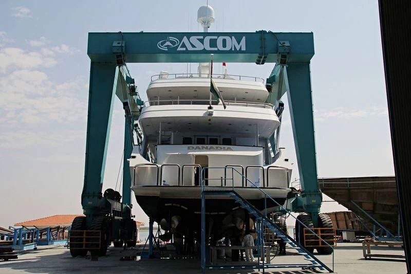a large white boat aboard DANADIA Yacht for Sale