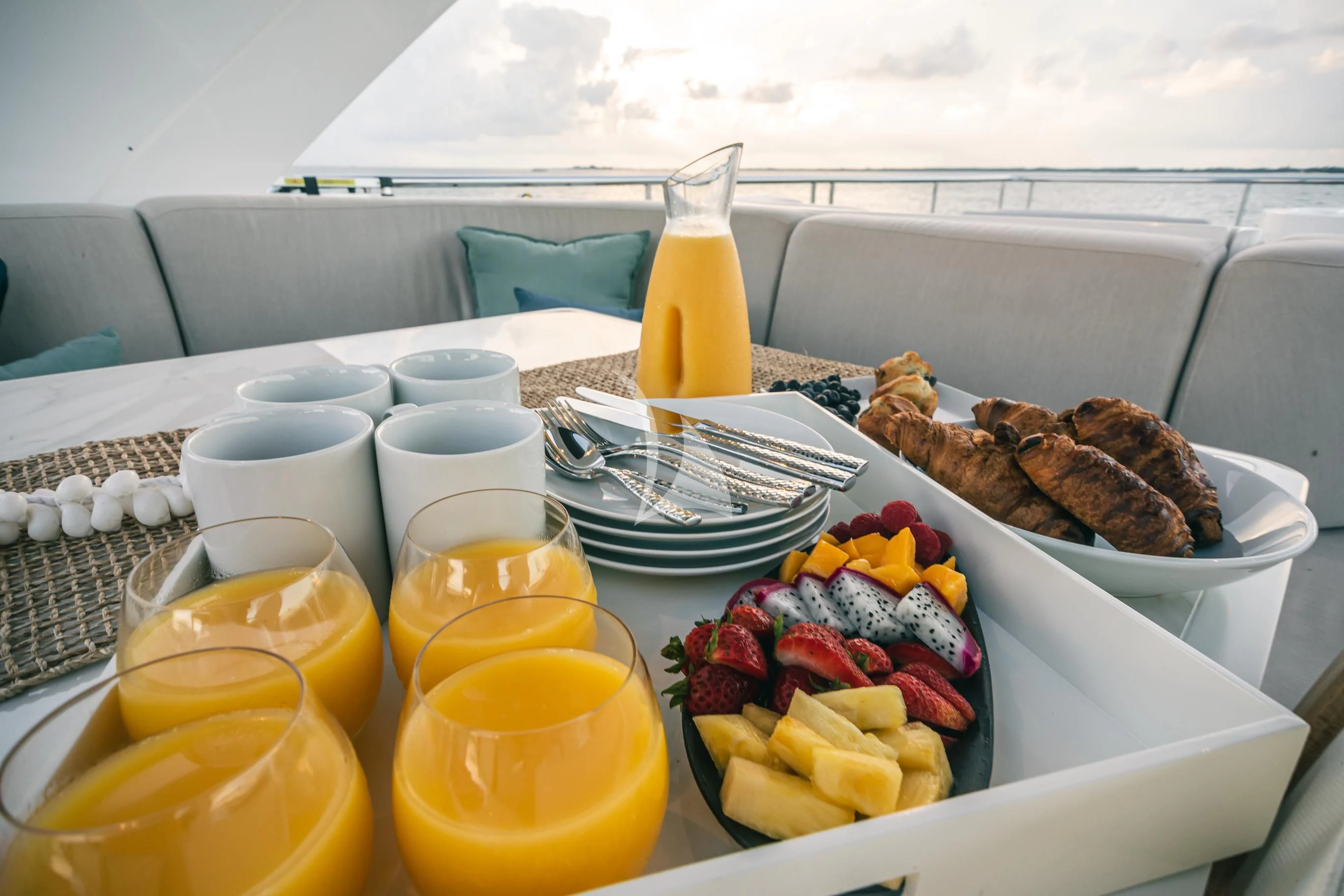 a table full of food aboard MAREA LA NAUTICA Yacht for Sale