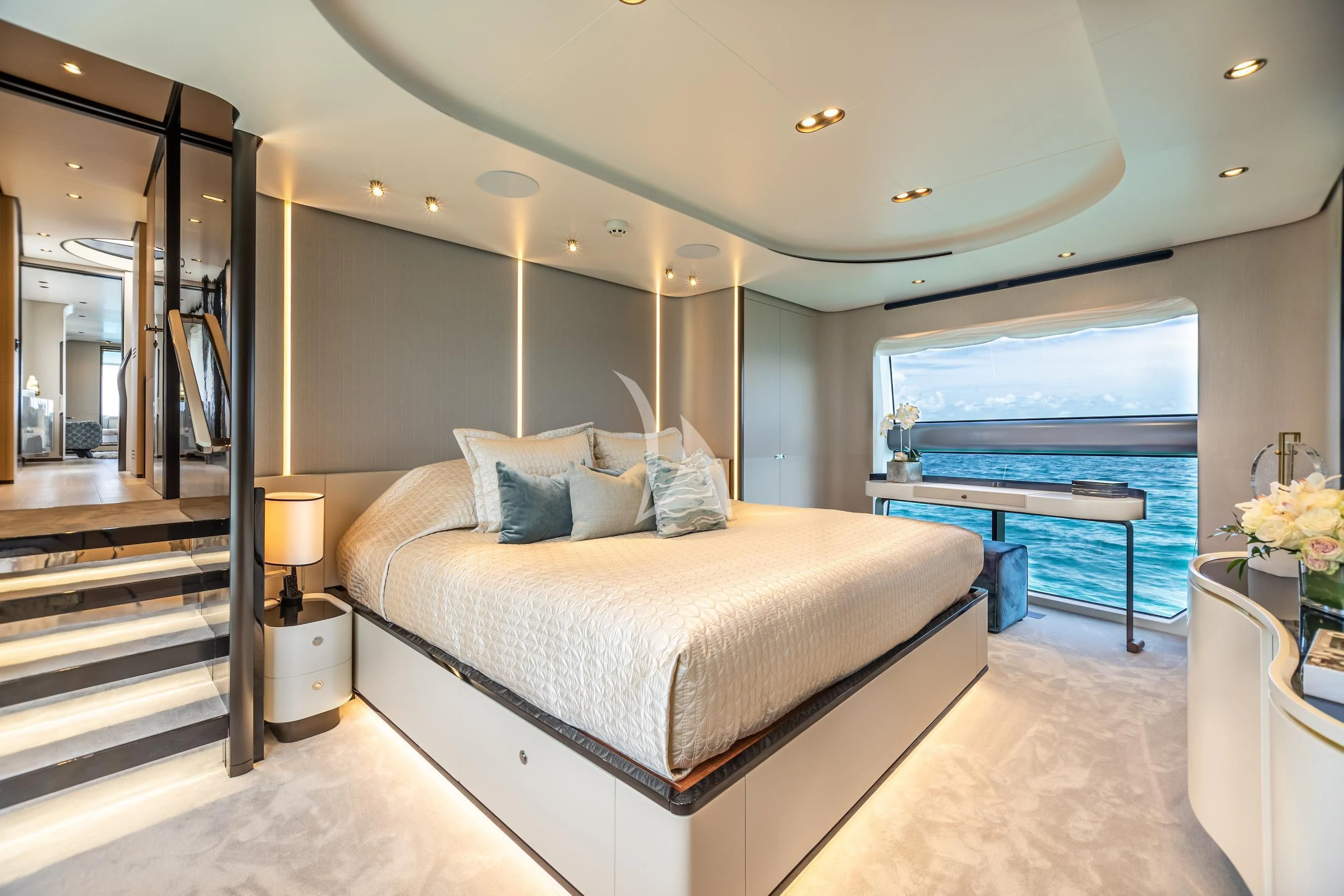 a bed in a hotel room aboard MAREA LA NAUTICA Yacht for Sale