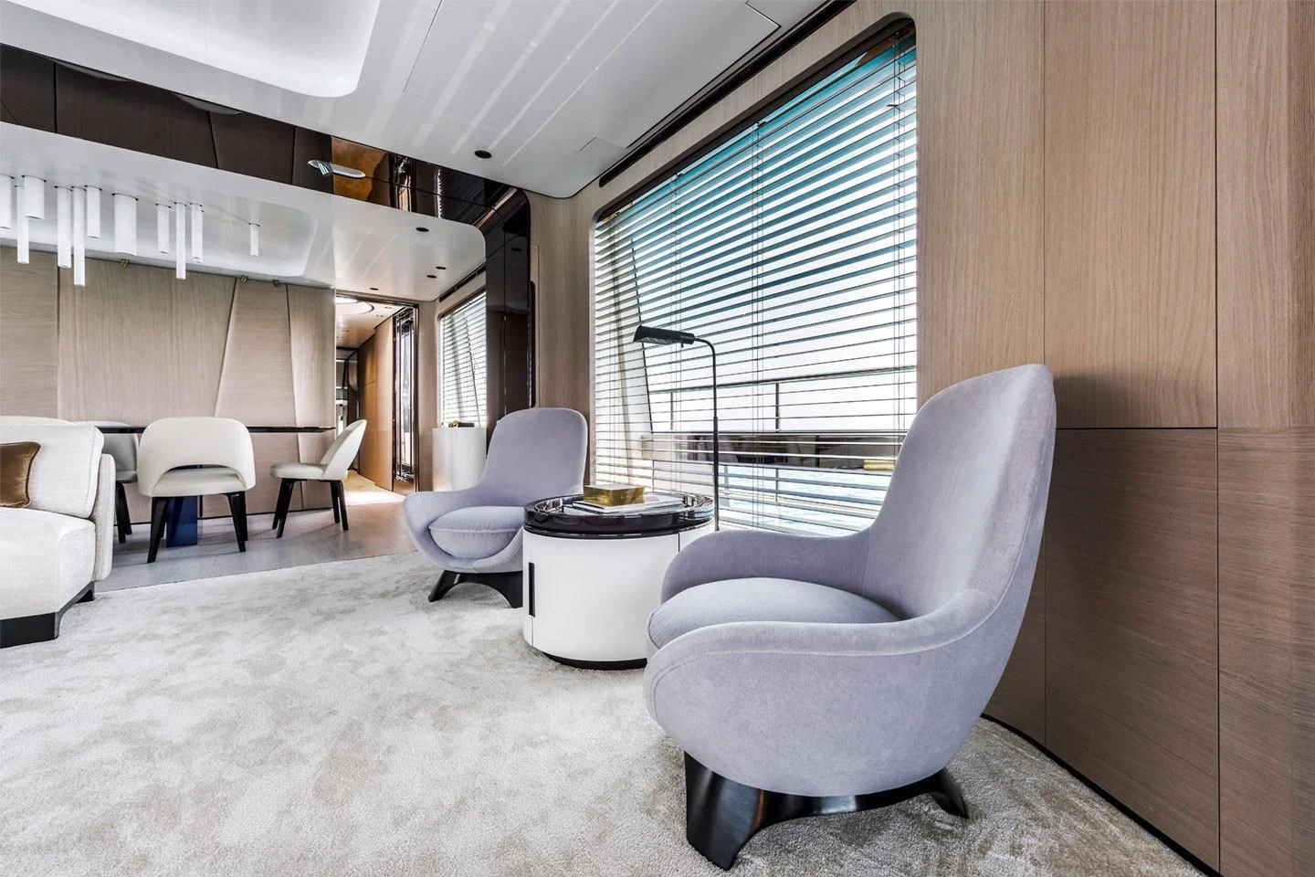 a room with chairs and a table aboard MAREA LA NAUTICA Yacht for Sale