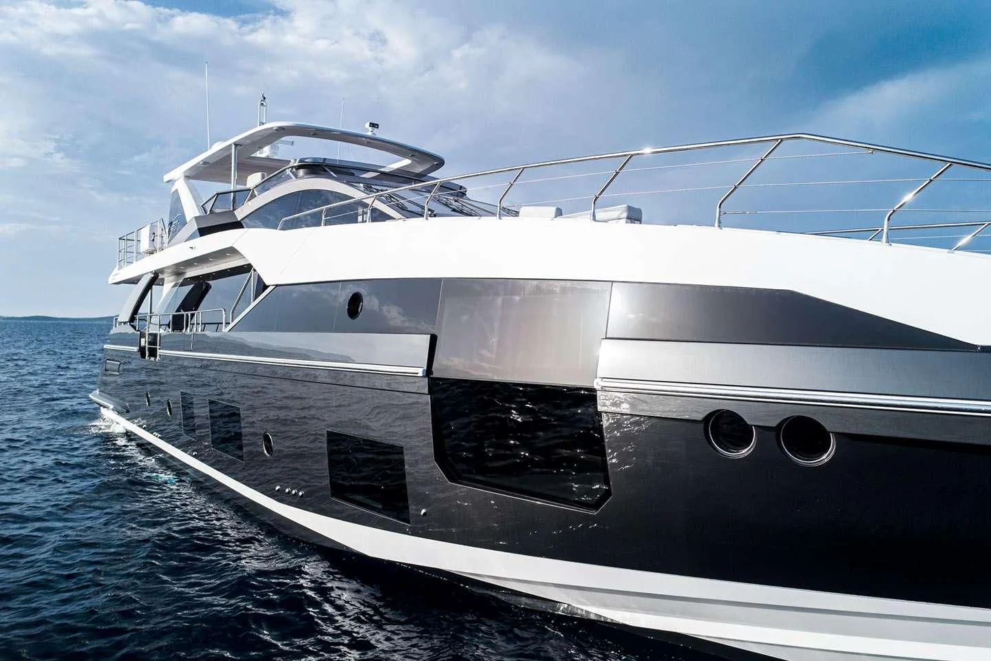 a white yacht on the water aboard MAREA LA NAUTICA Yacht for Sale