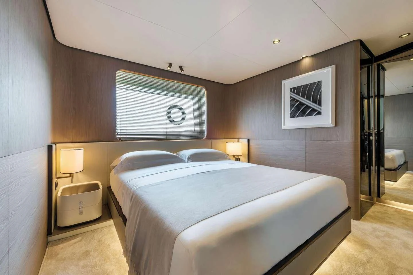 a room with two beds aboard MAREA LA NAUTICA Yacht for Sale