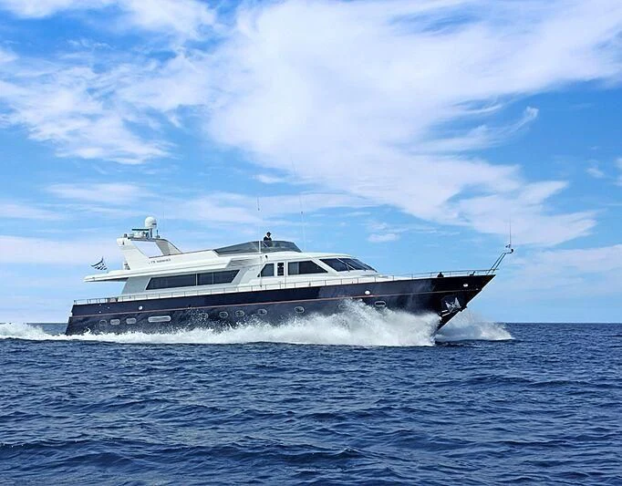 a boat in the water aboard BLU SKY Yacht for Sale