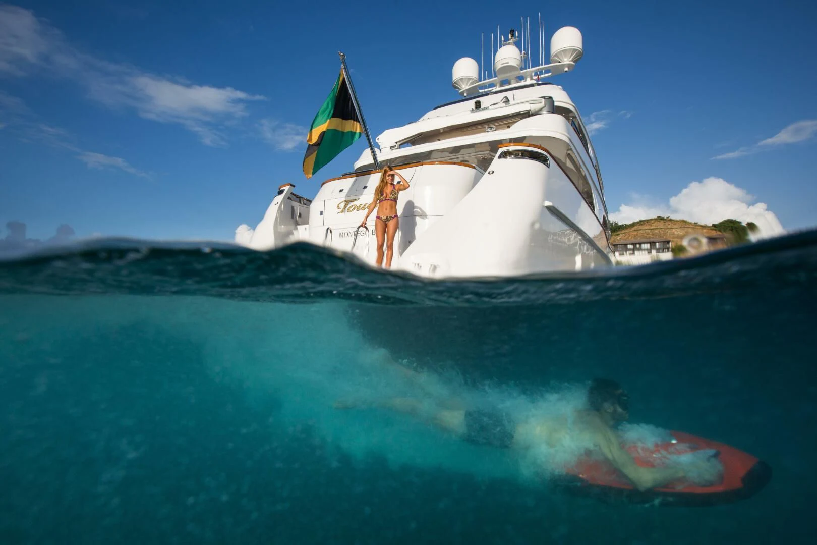 a ship in the water aboard TOUCH Yacht for Sale