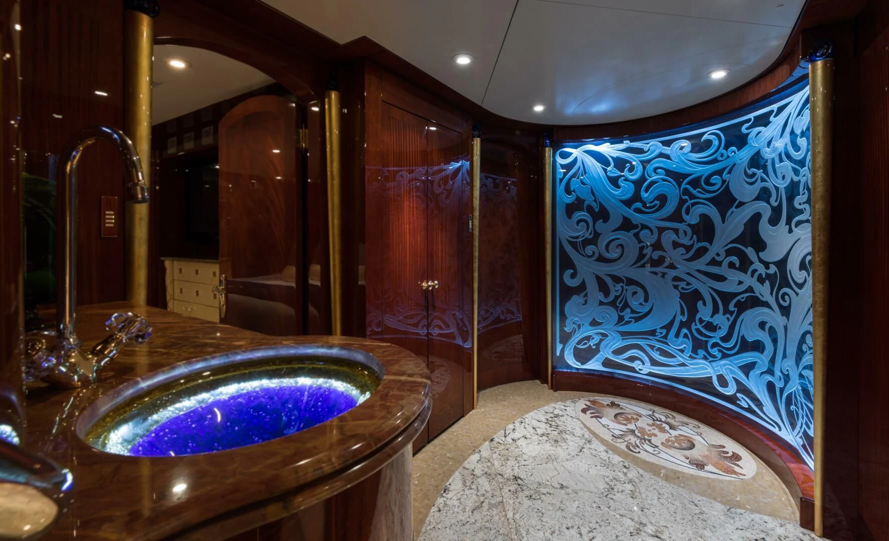 a bathroom with a tub aboard TOUCH Yacht for Sale