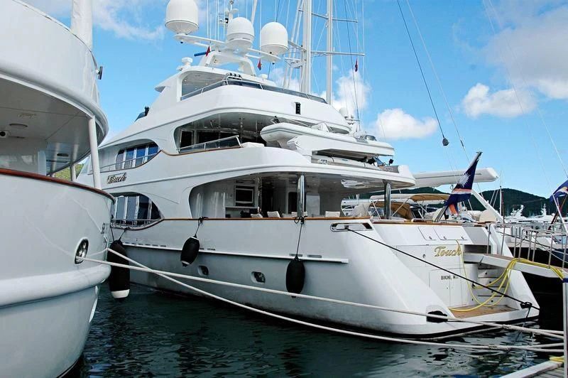 a group of boats in a harbor aboard TOUCH Yacht for Sale