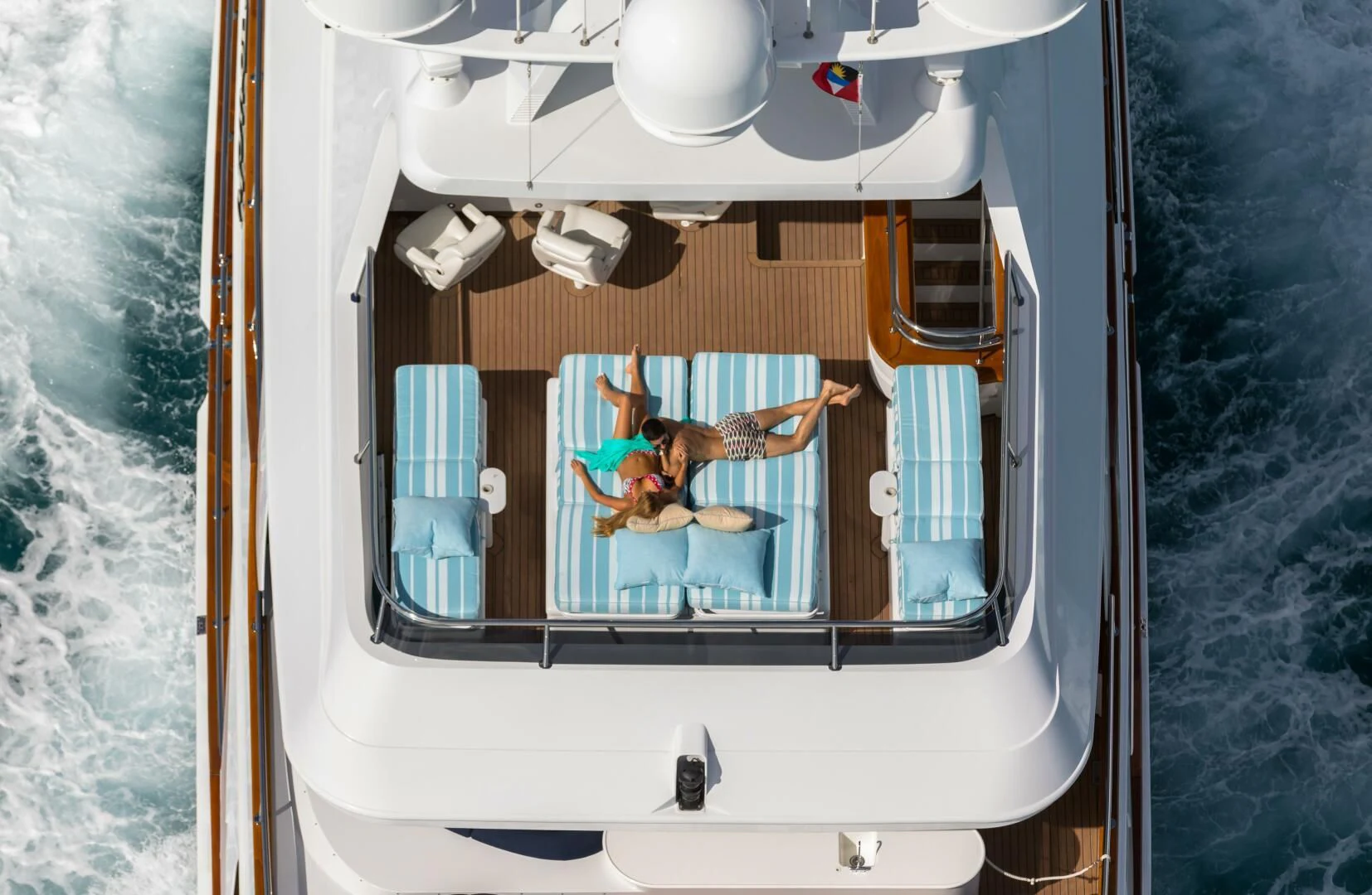 a person on a boat aboard TOUCH Yacht for Sale