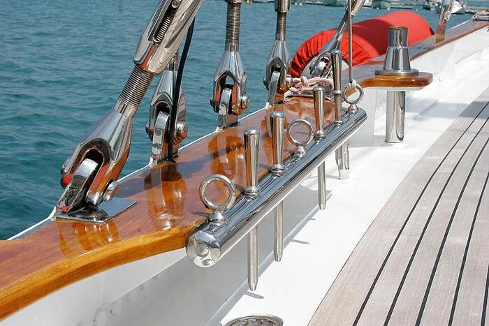 a boat with a large engine aboard ATREVIDA Yacht for Sale