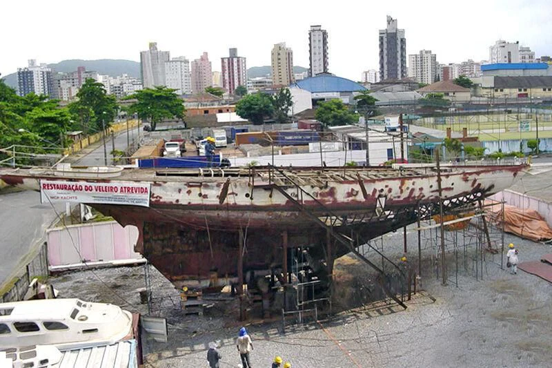 a large structure with a crowd of people around it aboard ATREVIDA Yacht for Sale