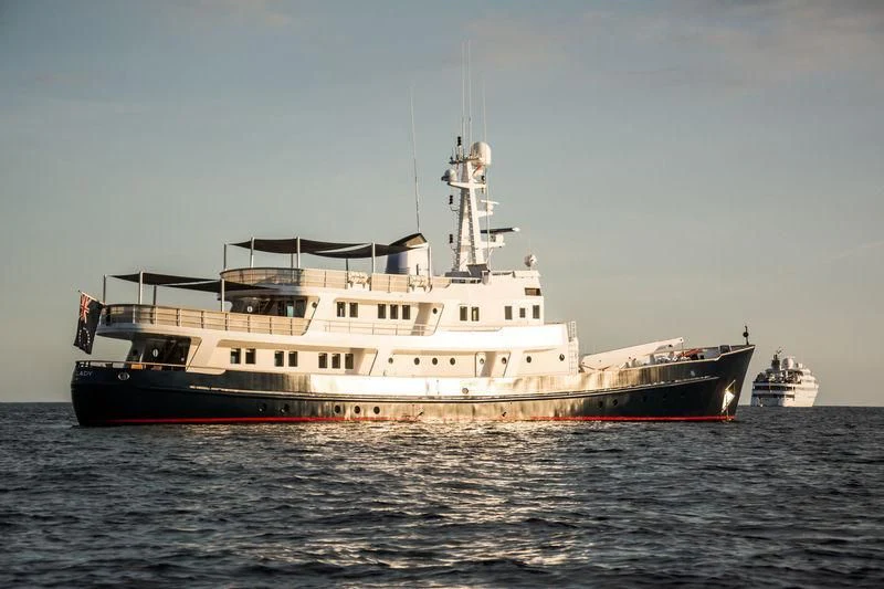 a large ship in the water aboard ICE LADY Yacht for Sale