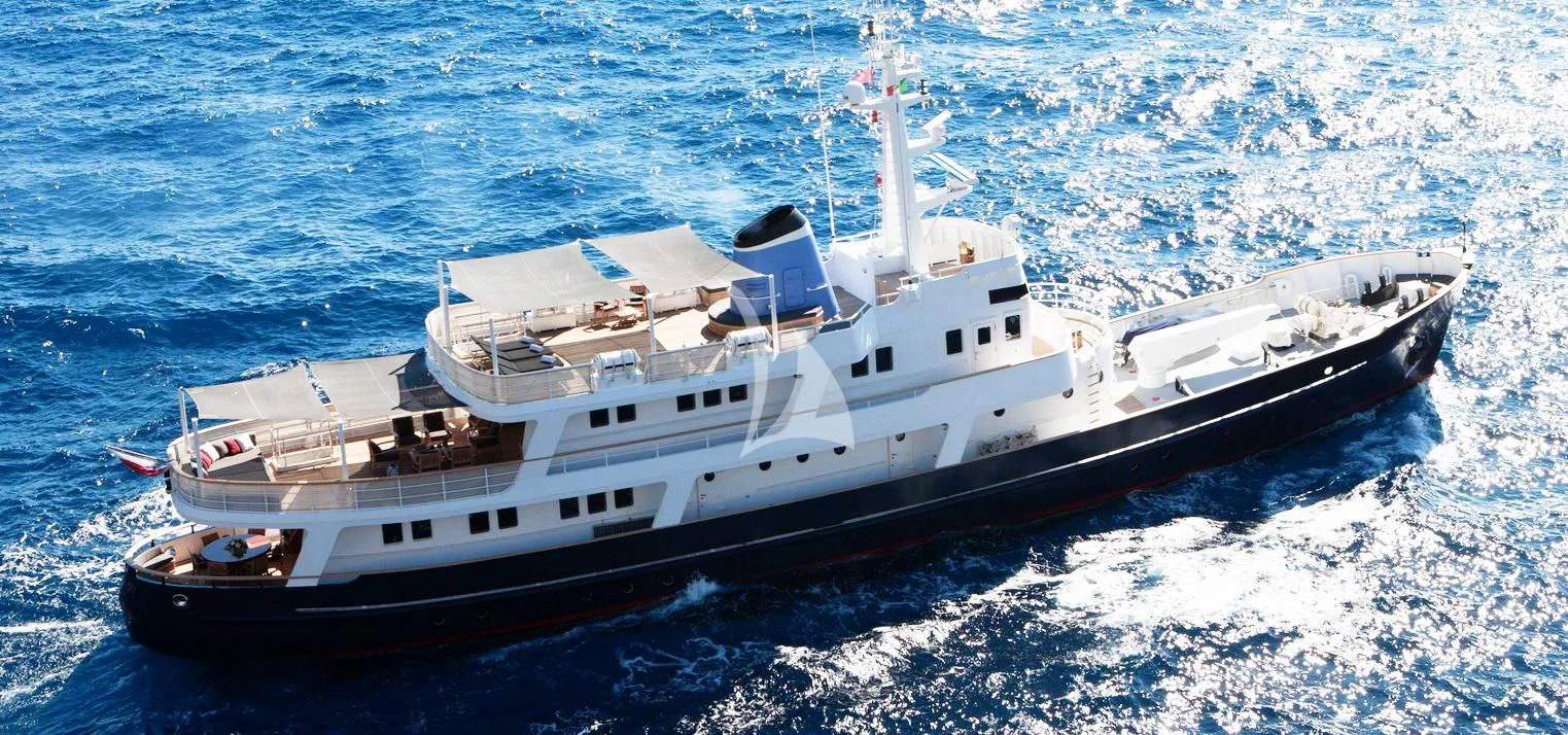a large white ship in the water aboard ICE LADY Yacht for Sale