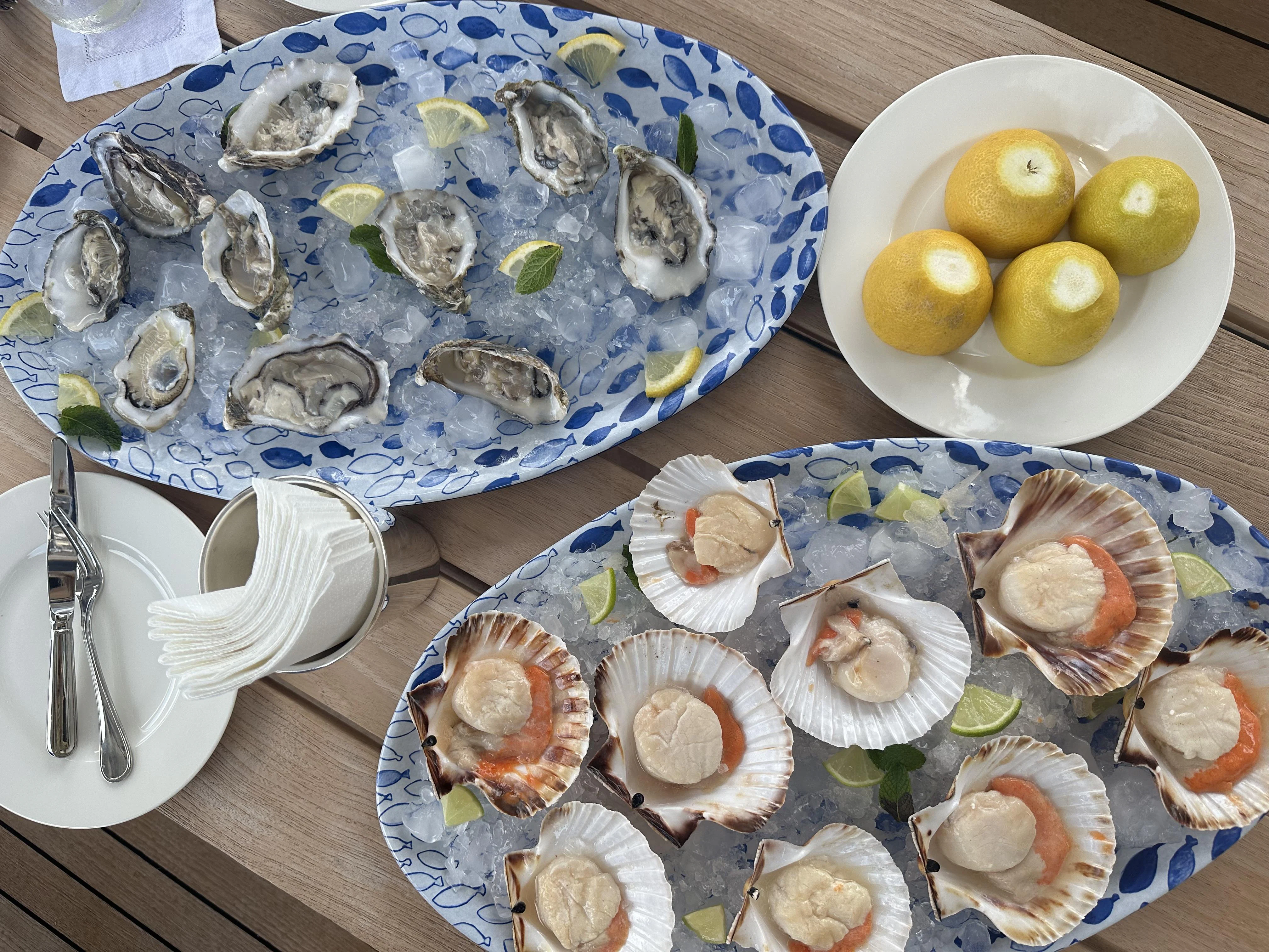 a table full of food aboard ICE LADY Yacht for Sale