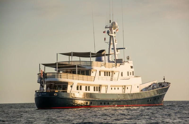 a large boat in the water aboard ICE LADY Yacht for Sale