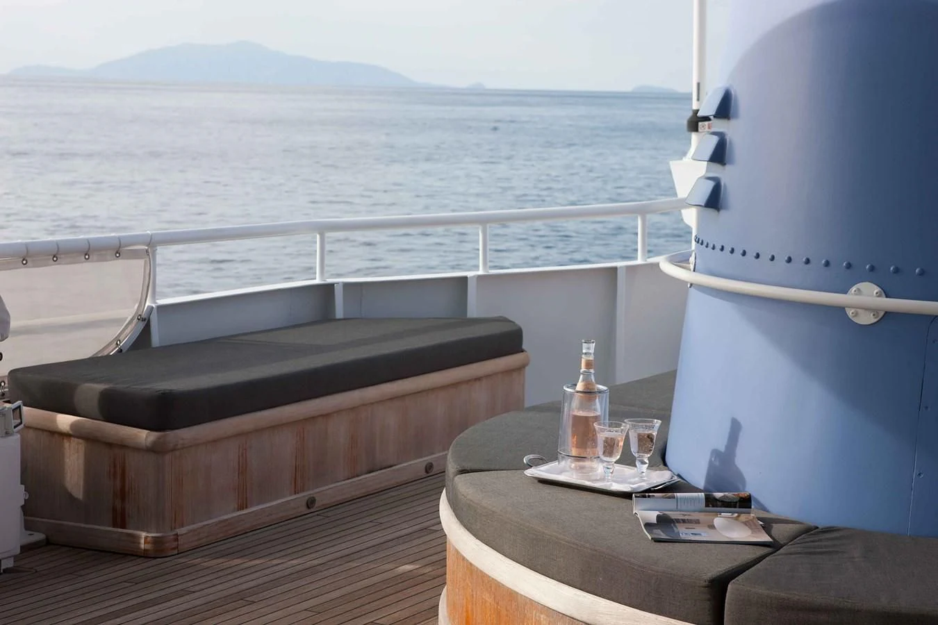 a table on a boat aboard ICE LADY Yacht for Sale