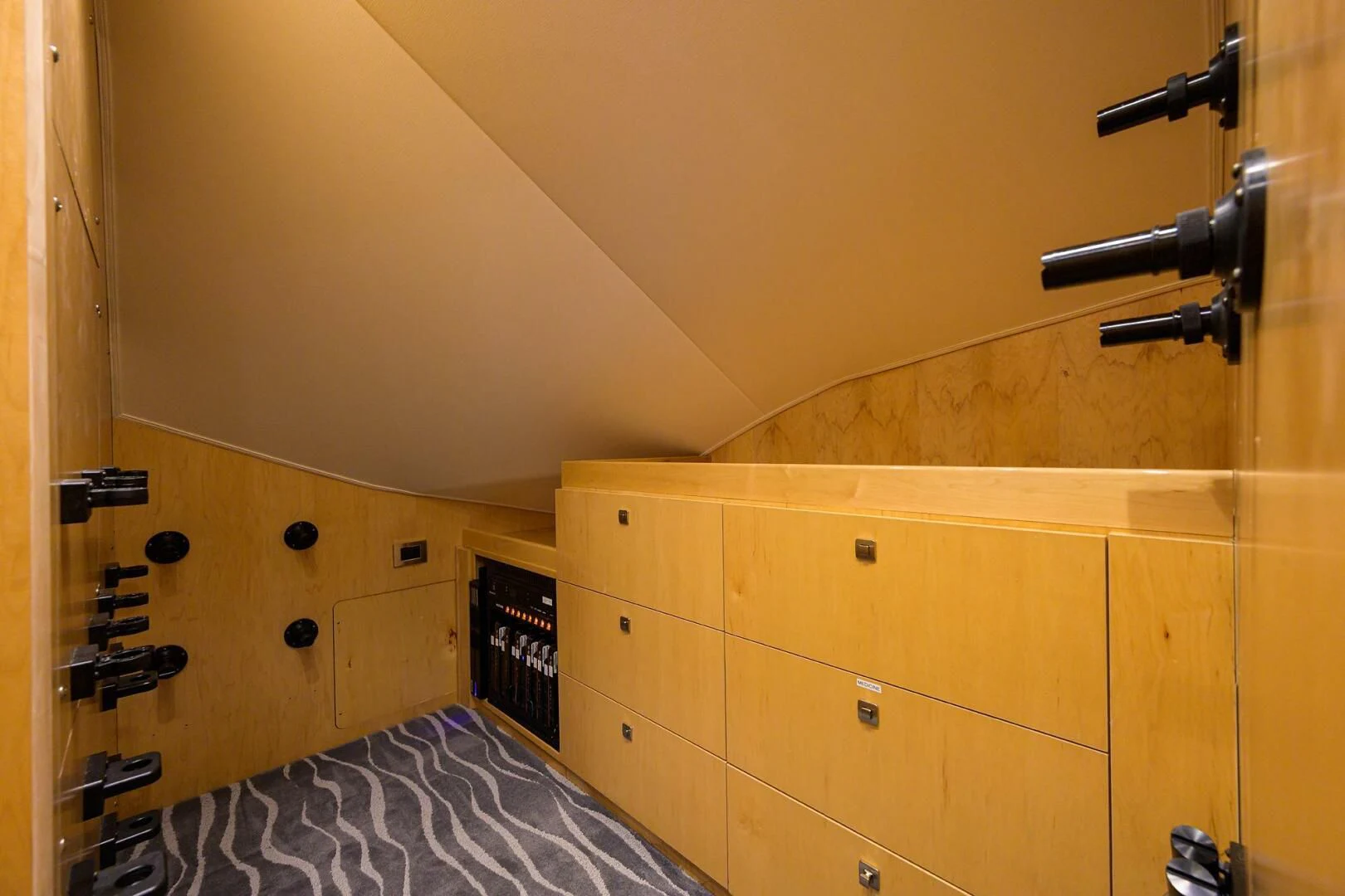 a bed in a room aboard SURFBUM Yacht for Sale