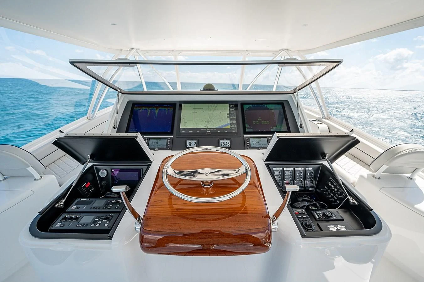 a boat with a couple of laptops on it aboard SURFBUM Yacht for Sale