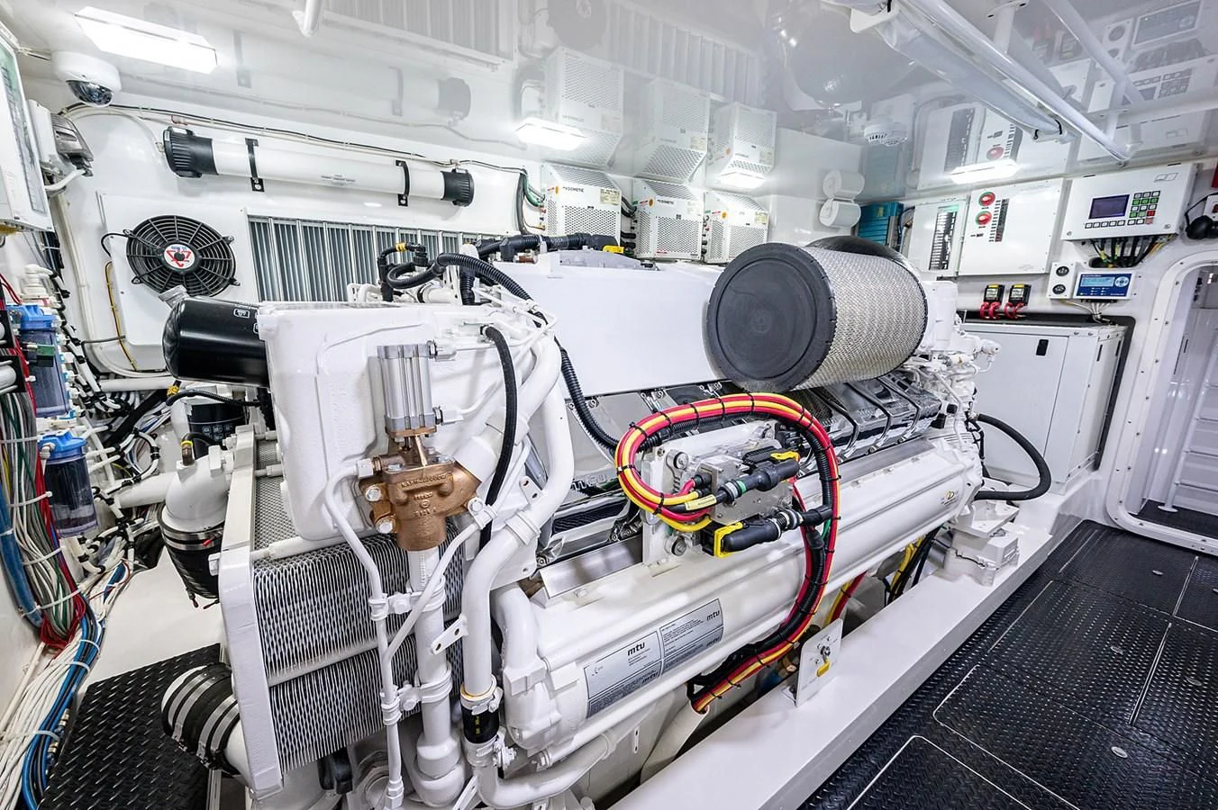 a white machine with wires aboard SURFBUM Yacht for Sale