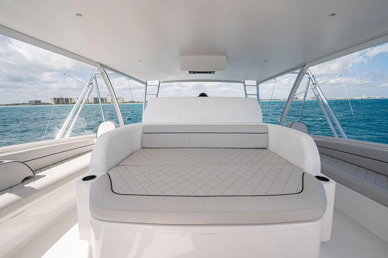a white boat on a boat aboard SURFBUM Yacht for Sale