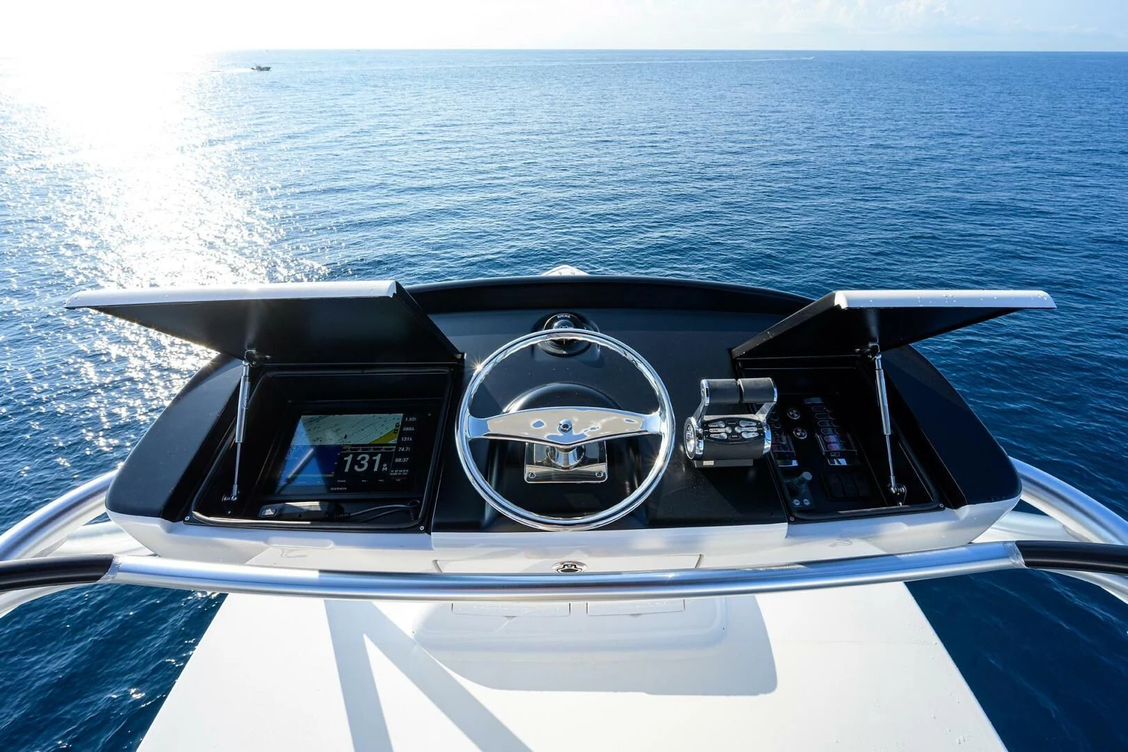 the front of a boat aboard SURFBUM Yacht for Sale