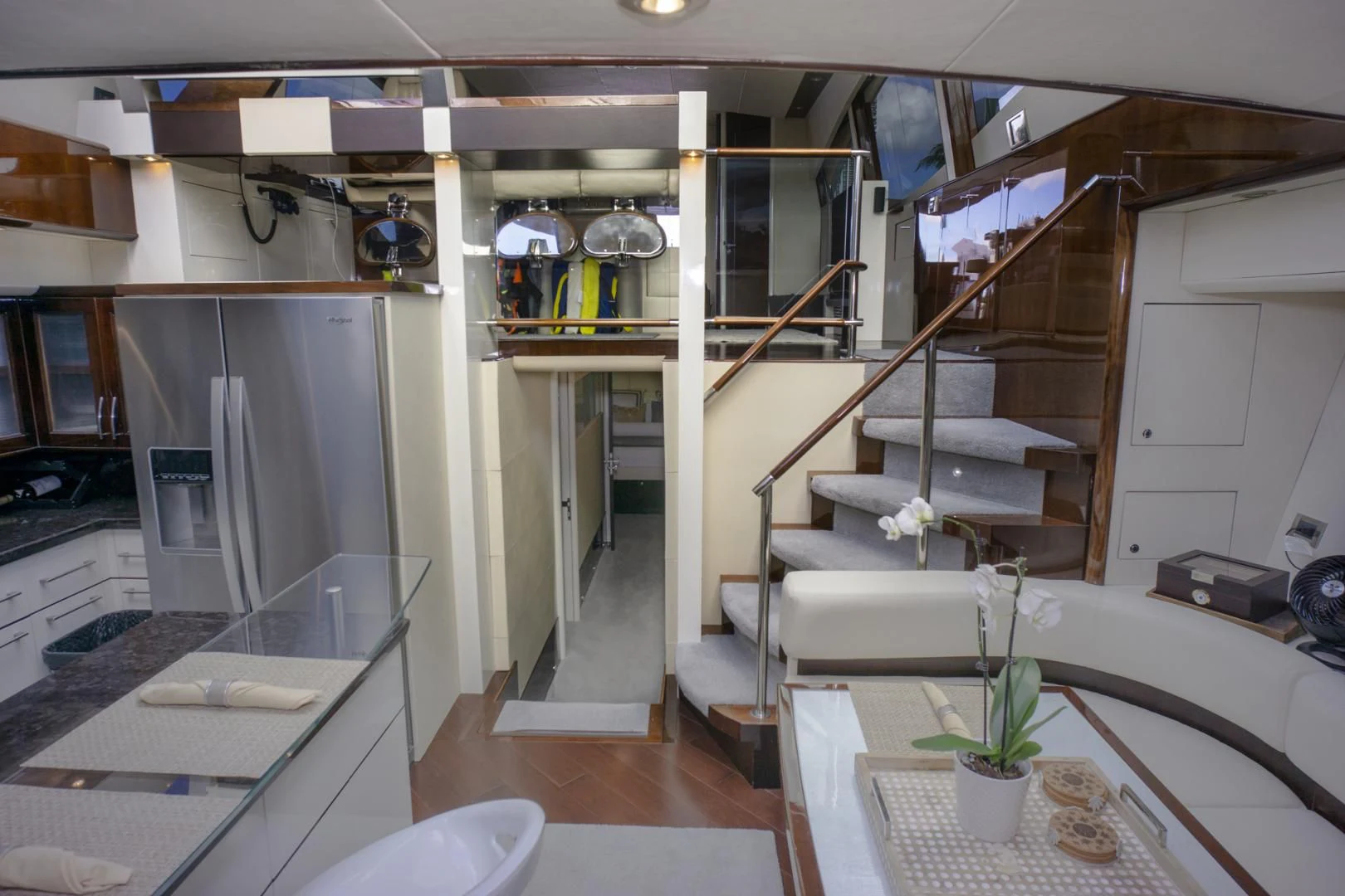 a modern looking kitchen aboard SALACIA Yacht for Sale