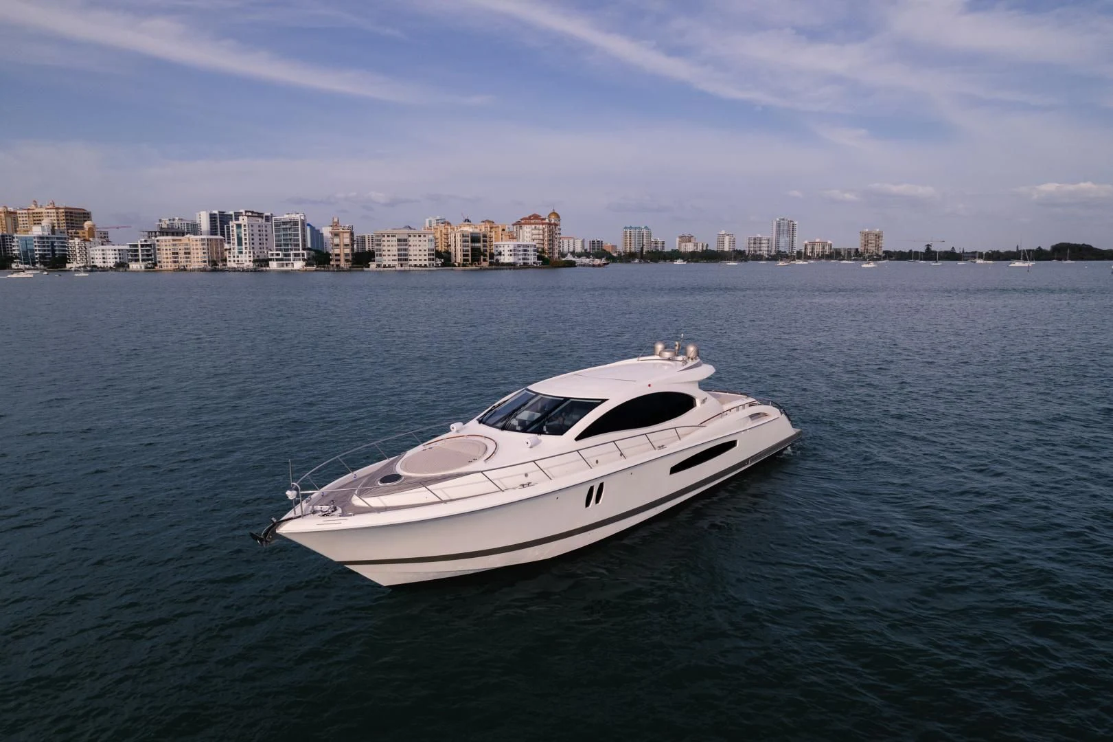 a white boat in the water aboard SALACIA Yacht for Sale