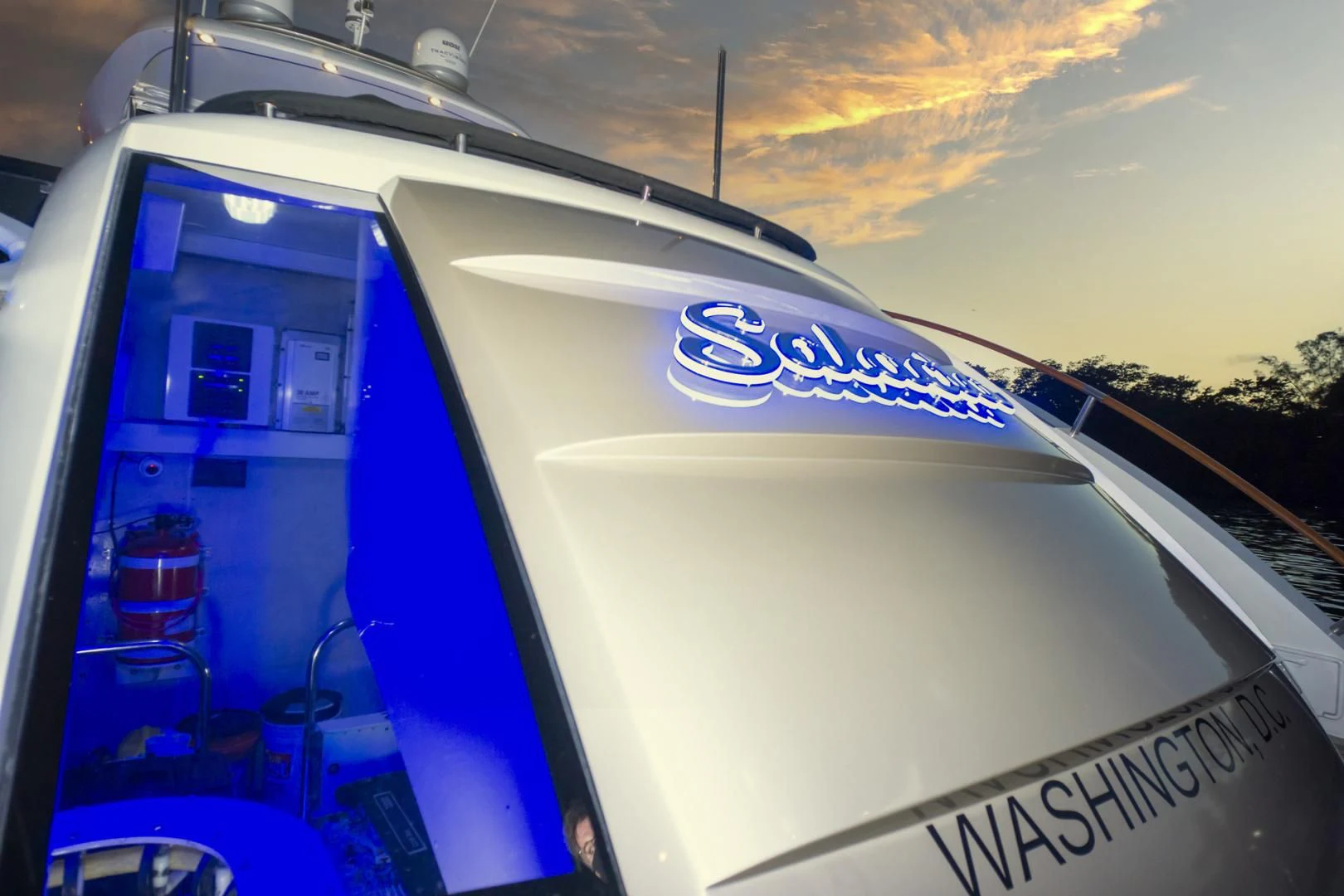 the back of a white car aboard SALACIA Yacht for Sale