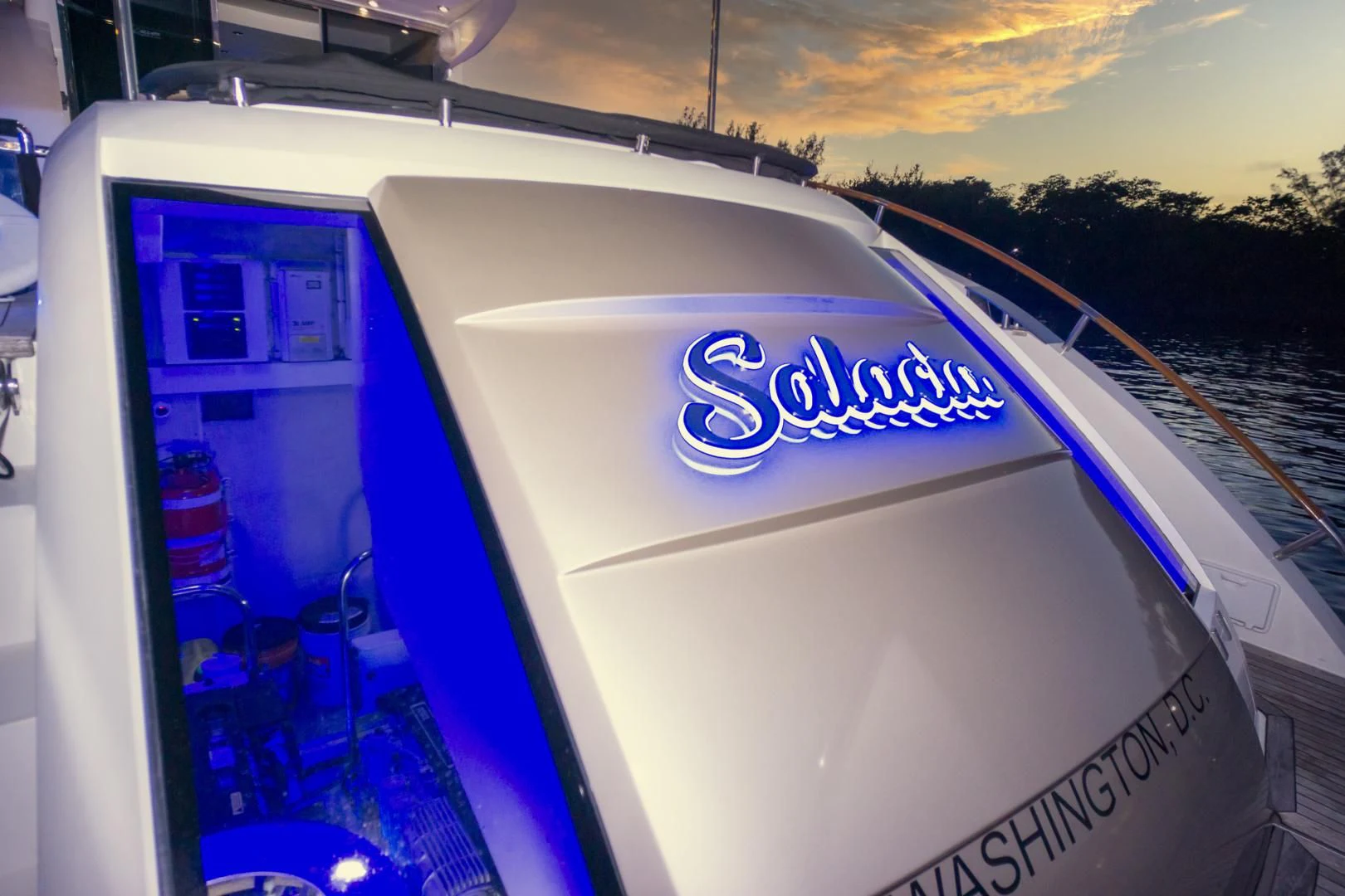 the back of a car aboard SALACIA Yacht for Sale