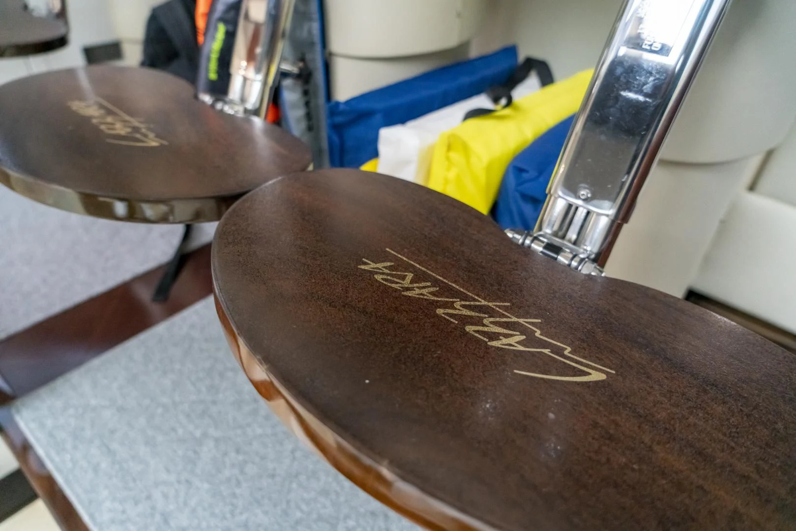 a guitar on a chair aboard SALACIA Yacht for Sale