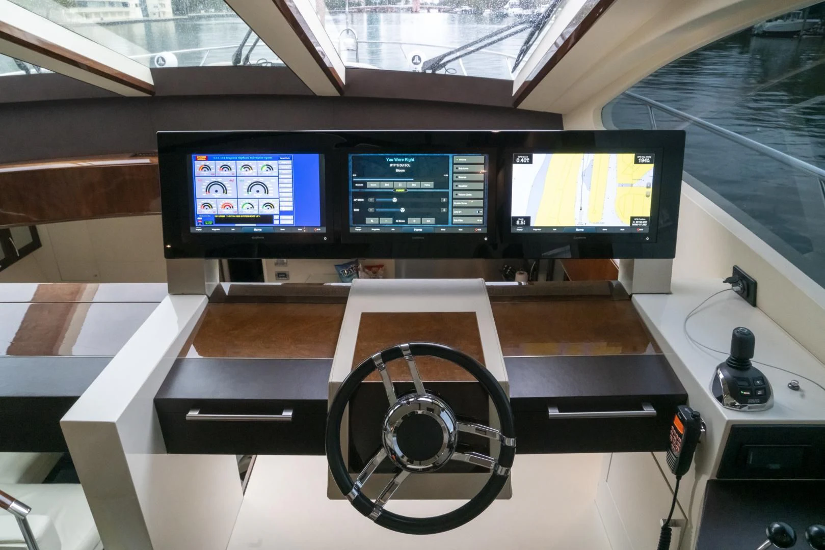 a set of computer screens aboard SALACIA Yacht for Sale
