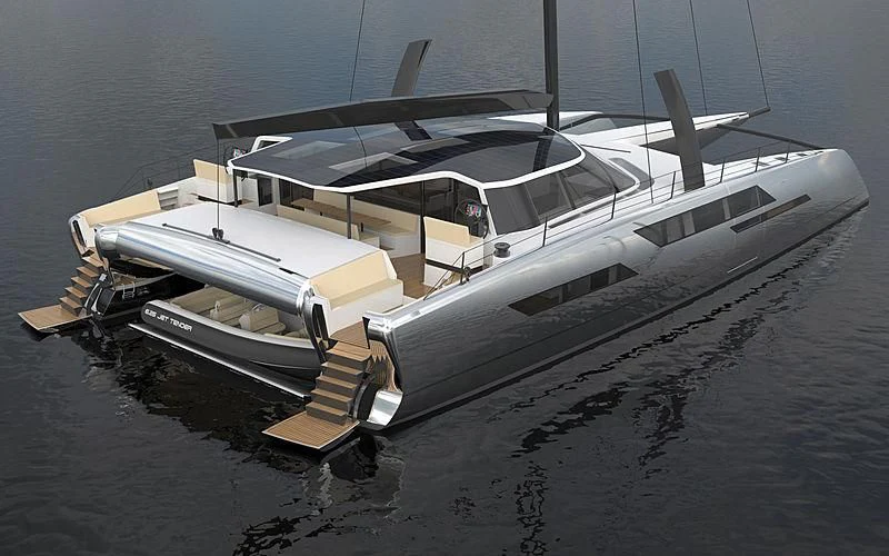 a white boat on the water aboard DAEDALUS D88 Yacht for Sale