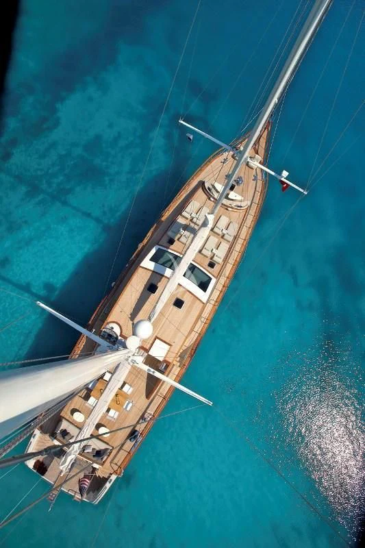 a large boat in the water aboard MISS B Yacht for Sale