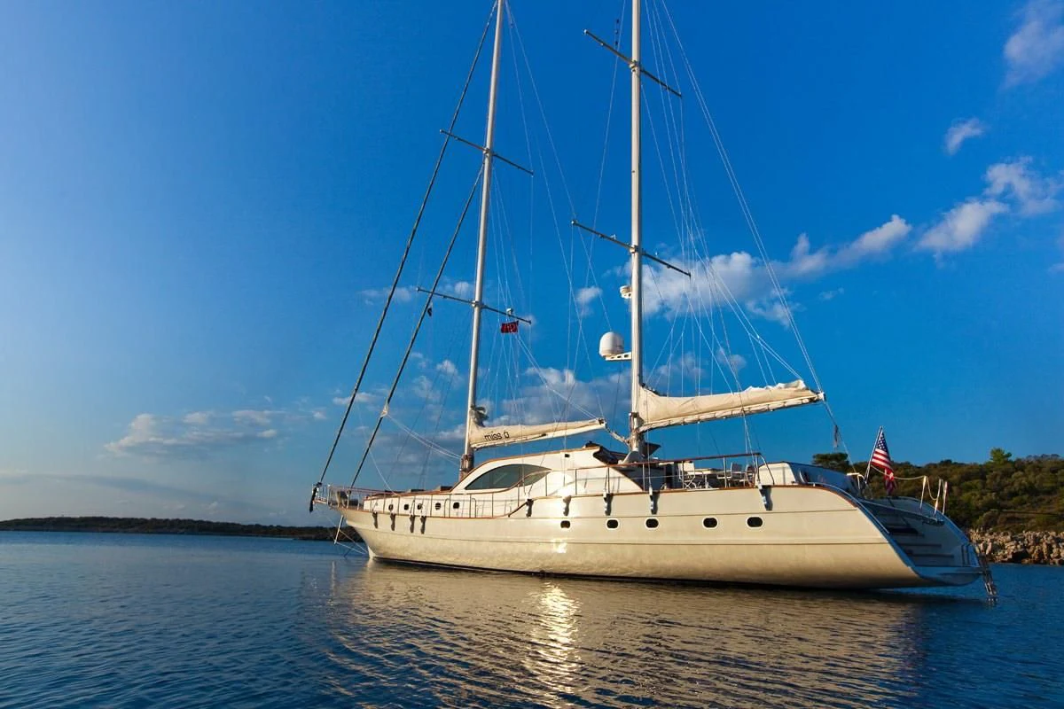 a sailboat on the water aboard MISS B Yacht for Sale