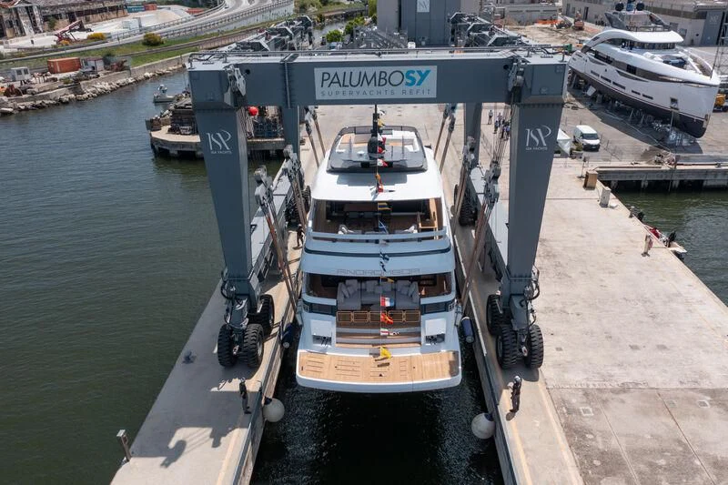 boats docked at a pier aboard ANDROMEDA Yacht for Sale