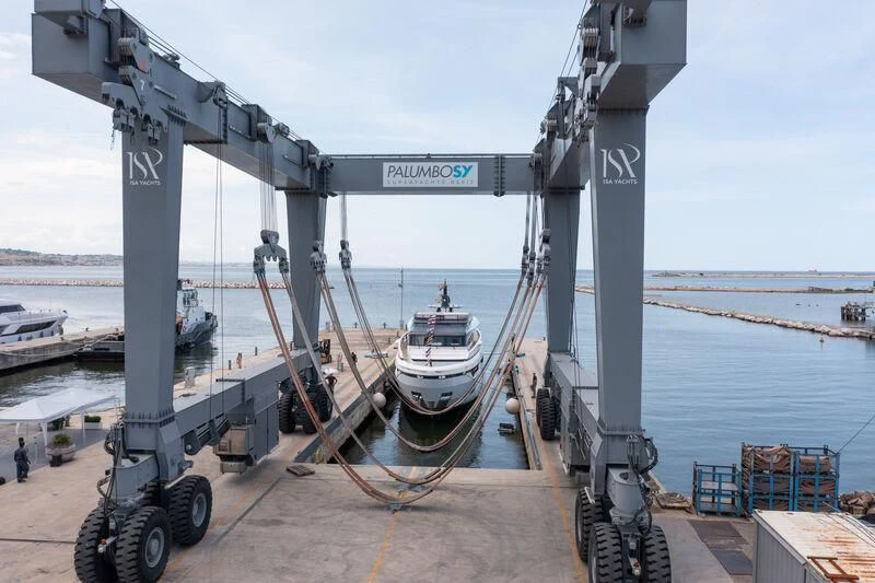 a boat on a dock aboard ANDROMEDA Yacht for Sale