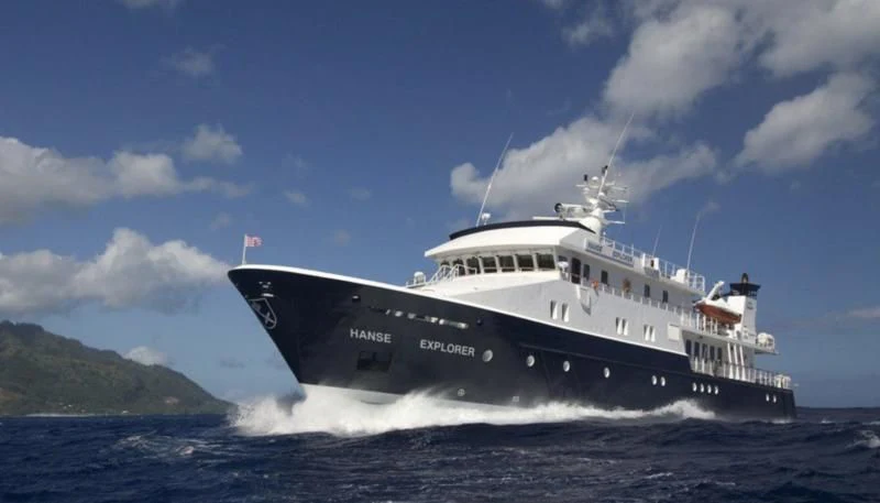 a large ship in the water aboard HANSE EXPLORER Yacht for Sale