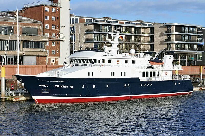 a large white and red boat aboard HANSE EXPLORER Yacht for Sale